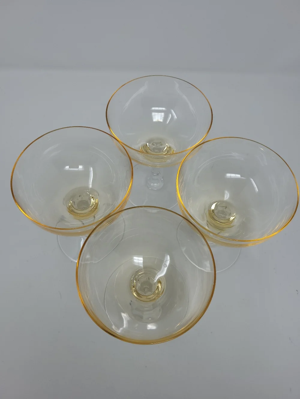 Fostoria Crystal Vogue‎ Gold Tint Champagne Glass Goblets Set of 4
